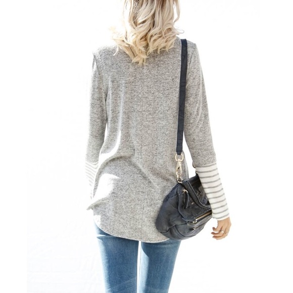 Grey Layered Cowl Neck Top - Picture 2 of 4